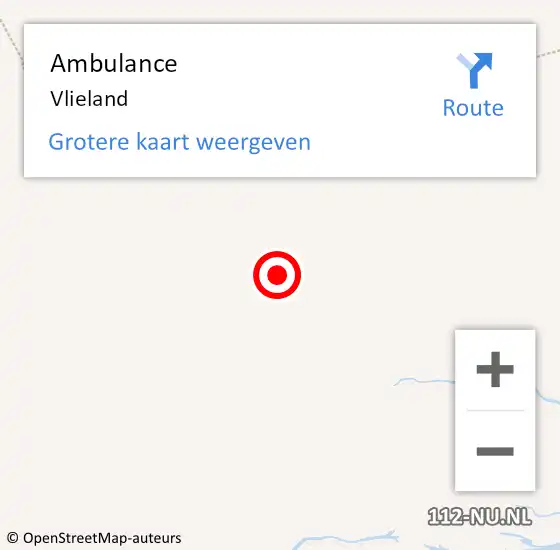 Locatie op kaart van de 112 melding: Ambulance Vlieland op 18 oktober 2023 09:40