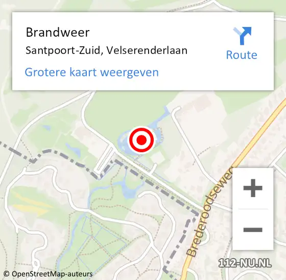 Locatie op kaart van de 112 melding: Brandweer Santpoort-Zuid, Velserenderlaan op 18 oktober 2023 09:50