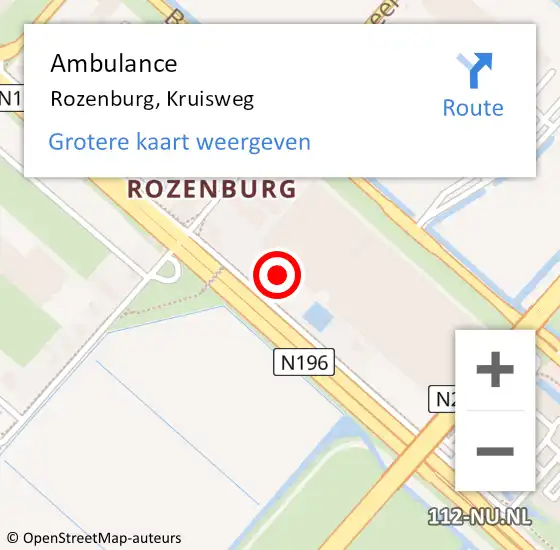 Locatie op kaart van de 112 melding: Ambulance Rozenburg, Kruisweg op 18 oktober 2023 10:02