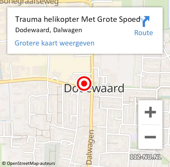 Locatie op kaart van de 112 melding: Trauma helikopter Met Grote Spoed Naar Dodewaard, Dalwagen op 18 oktober 2023 11:56