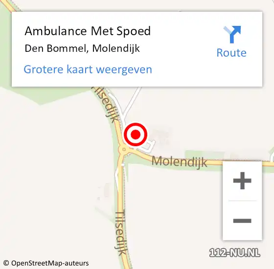 Locatie op kaart van de 112 melding: Ambulance Met Spoed Naar Den Bommel, Molendijk op 18 oktober 2023 12:03