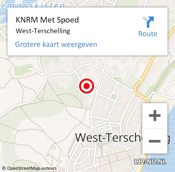 Locatie op kaart van de 112 melding: KNRM Met Spoed Naar West-Terschelling op 18 oktober 2023 13:27