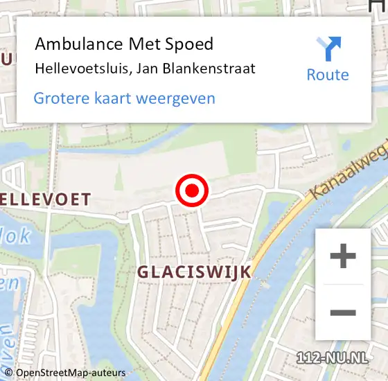 Locatie op kaart van de 112 melding: Ambulance Met Spoed Naar Hellevoetsluis, Jan Blankenstraat op 18 oktober 2023 14:06