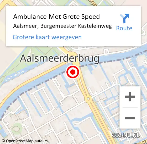 Locatie op kaart van de 112 melding: Ambulance Met Grote Spoed Naar Aalsmeer, Burgemeester Kasteleinweg op 18 oktober 2023 14:36