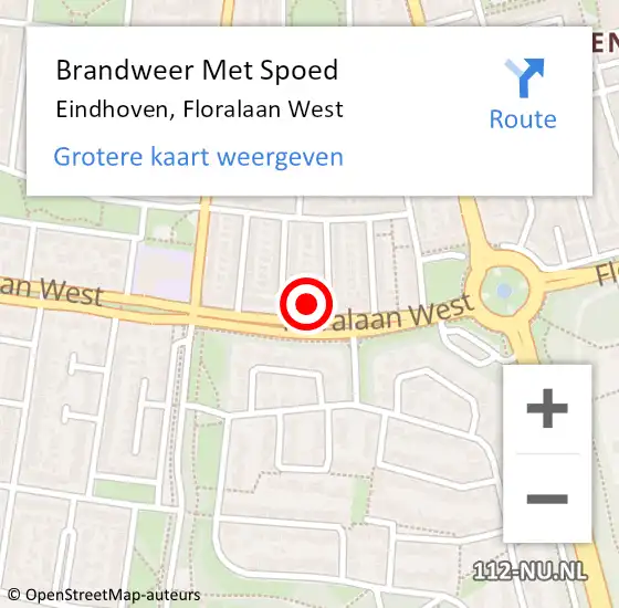 Locatie op kaart van de 112 melding: Brandweer Met Spoed Naar Eindhoven, Floralaan West op 18 oktober 2023 16:00