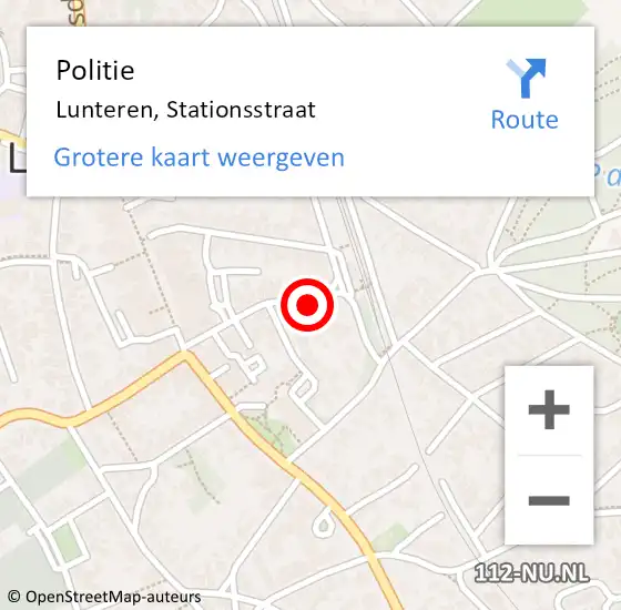 Locatie op kaart van de 112 melding: Politie Lunteren, Stationsstraat op 18 oktober 2023 16:02