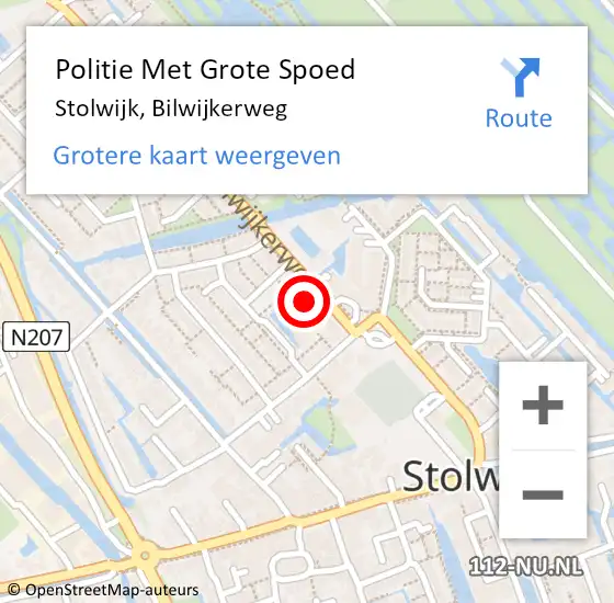 Locatie op kaart van de 112 melding: Politie Met Grote Spoed Naar Stolwijk, Bilwijkerweg op 18 oktober 2023 16:12