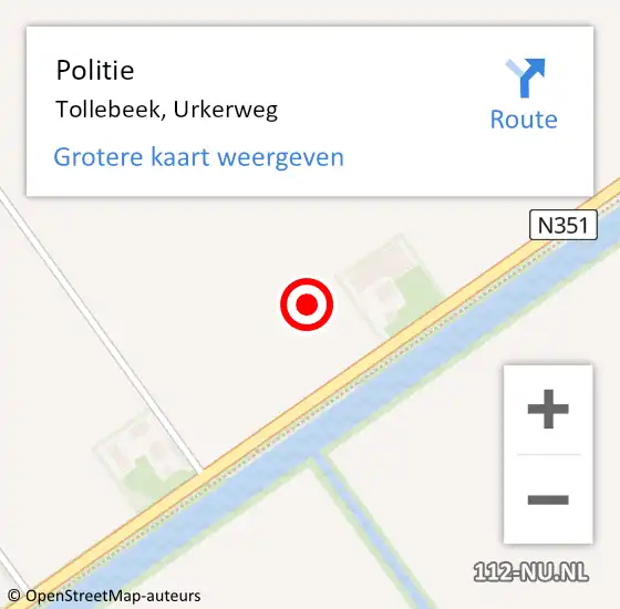 Locatie op kaart van de 112 melding: Politie Tollebeek, Urkerweg op 18 oktober 2023 16:15