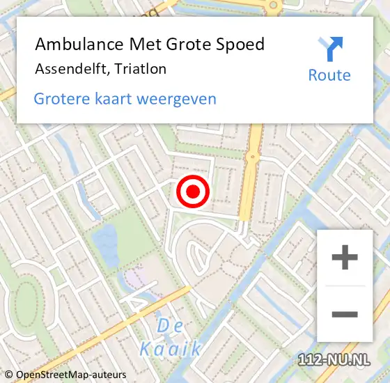 Locatie op kaart van de 112 melding: Ambulance Met Grote Spoed Naar Assendelft, Triatlon op 18 oktober 2023 17:00
