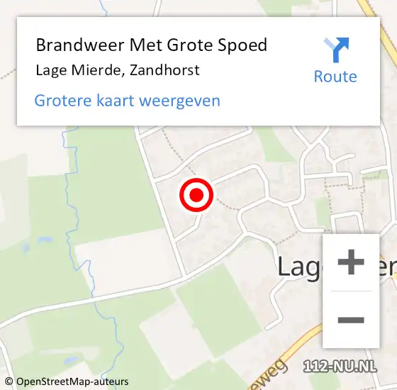 Locatie op kaart van de 112 melding: Brandweer Met Grote Spoed Naar Lage Mierde, Zandhorst op 18 oktober 2023 18:13