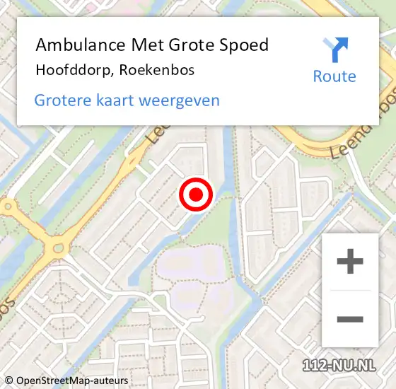 Locatie op kaart van de 112 melding: Ambulance Met Grote Spoed Naar Hoofddorp, Roekenbos op 18 oktober 2023 20:18