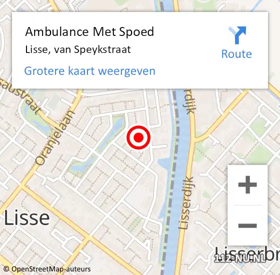 Locatie op kaart van de 112 melding: Ambulance Met Spoed Naar Lisse, van Speykstraat op 18 oktober 2023 20:41