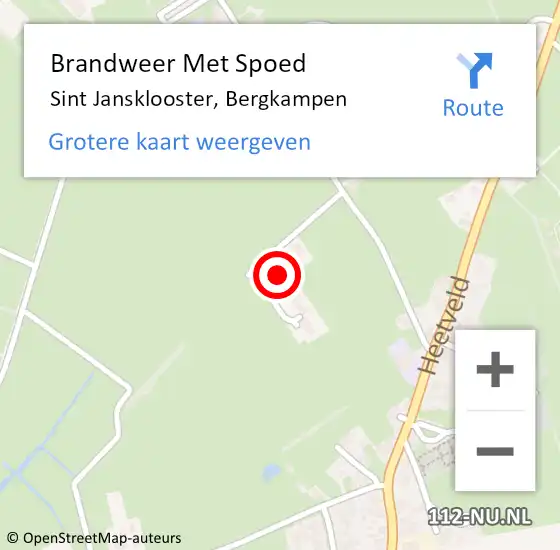 Locatie op kaart van de 112 melding: Brandweer Met Spoed Naar Sint Jansklooster, Bergkampen op 18 oktober 2023 20:45