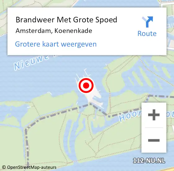 Locatie op kaart van de 112 melding: Brandweer Met Grote Spoed Naar Amsterdam, Koenenkade op 18 oktober 2023 21:35