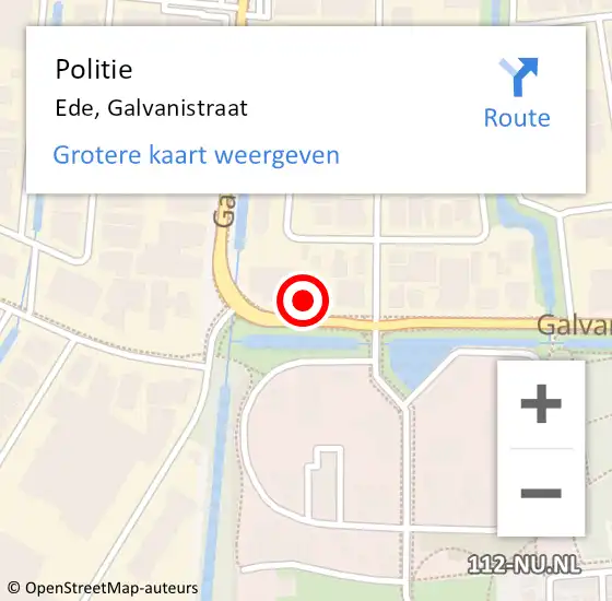 Locatie op kaart van de 112 melding: Politie Ede, Galvanistraat op 18 oktober 2023 23:30