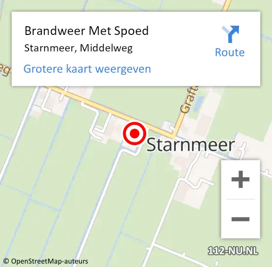 Locatie op kaart van de 112 melding: Brandweer Met Spoed Naar Starnmeer, Middelweg op 19 oktober 2023 03:48