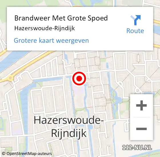 Locatie op kaart van de 112 melding: Brandweer Met Grote Spoed Naar Hazerswoude-Rijndijk op 19 oktober 2023 07:15