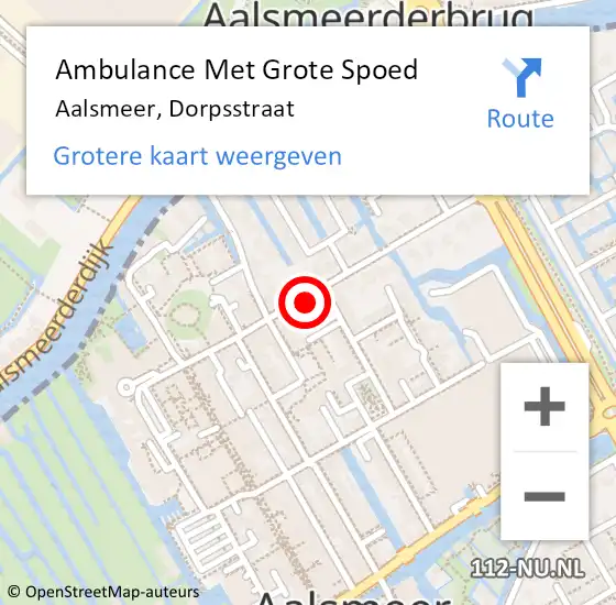 Locatie op kaart van de 112 melding: Ambulance Met Grote Spoed Naar Aalsmeer, Dorpsstraat op 19 oktober 2023 08:35