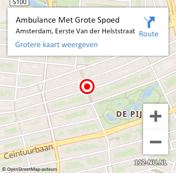 Locatie op kaart van de 112 melding: Ambulance Met Grote Spoed Naar Amsterdam, Eerste Van der Helststraat op 19 oktober 2023 09:02