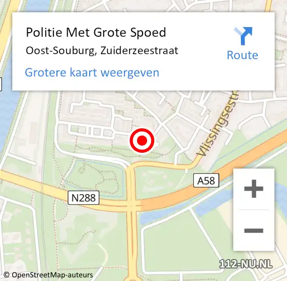 Locatie op kaart van de 112 melding: Politie Met Grote Spoed Naar Oost-Souburg, Zuiderzeestraat op 19 oktober 2023 09:24