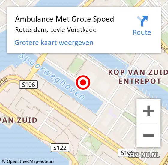 Locatie op kaart van de 112 melding: Ambulance Met Grote Spoed Naar Rotterdam, Levie Vorstkade op 19 oktober 2023 09:32