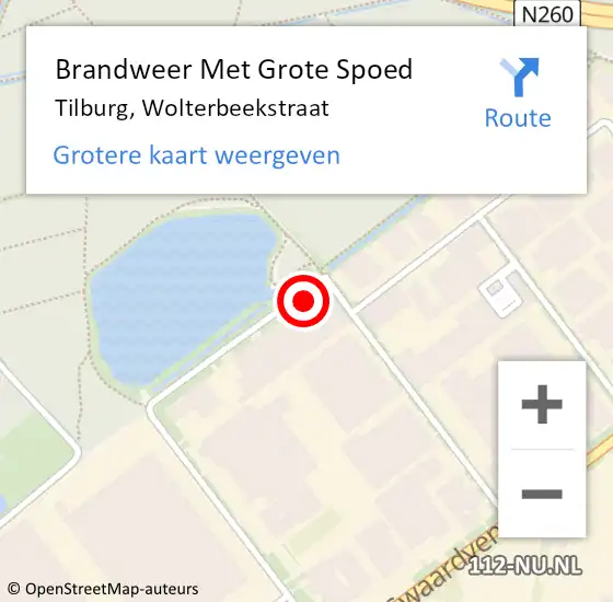 Locatie op kaart van de 112 melding: Brandweer Met Grote Spoed Naar Tilburg, Wolterbeekstraat op 19 oktober 2023 11:12