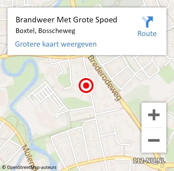 Locatie op kaart van de 112 melding: Brandweer Met Grote Spoed Naar Boxtel, Bosscheweg op 19 oktober 2023 12:24