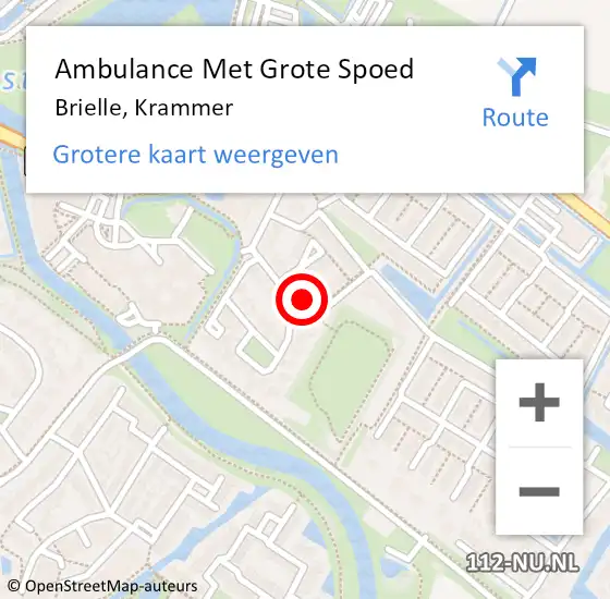 Locatie op kaart van de 112 melding: Ambulance Met Grote Spoed Naar Brielle, Krammer op 19 oktober 2023 12:46