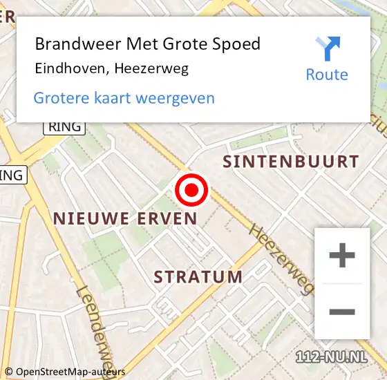 Locatie op kaart van de 112 melding: Brandweer Met Grote Spoed Naar Eindhoven, Heezerweg op 19 oktober 2023 13:37