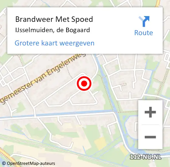 Locatie op kaart van de 112 melding: Brandweer Met Spoed Naar IJsselmuiden, de Bogaard op 19 oktober 2023 14:01