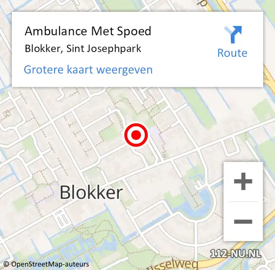 Locatie op kaart van de 112 melding: Ambulance Met Spoed Naar Blokker, Sint Josephpark op 19 oktober 2023 14:20