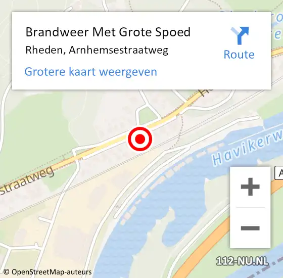 Locatie op kaart van de 112 melding: Brandweer Met Grote Spoed Naar Rheden, Arnhemsestraatweg op 19 oktober 2023 14:29