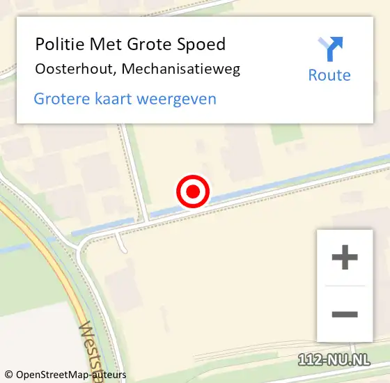 Locatie op kaart van de 112 melding: Politie Met Grote Spoed Naar Oosterhout, Mechanisatieweg op 19 oktober 2023 14:53