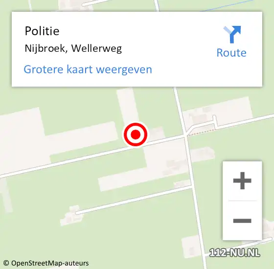 Locatie op kaart van de 112 melding: Politie Nijbroek, Wellerweg op 19 oktober 2023 15:11
