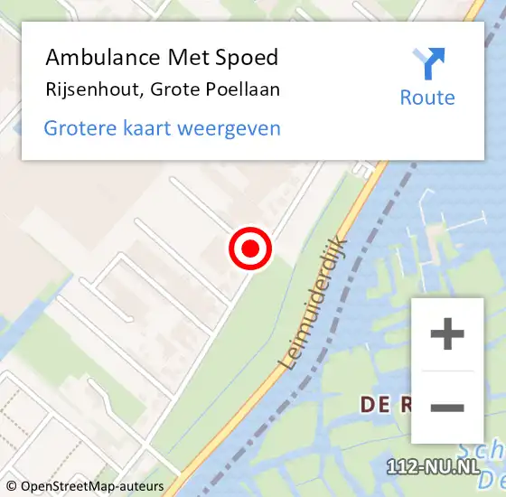 Locatie op kaart van de 112 melding: Ambulance Met Spoed Naar Rijsenhout, Grote Poellaan op 19 oktober 2023 16:16