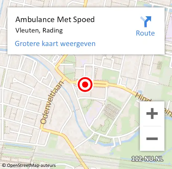 Locatie op kaart van de 112 melding: Ambulance Met Spoed Naar Vleuten, Rading op 12 september 2014 08:34