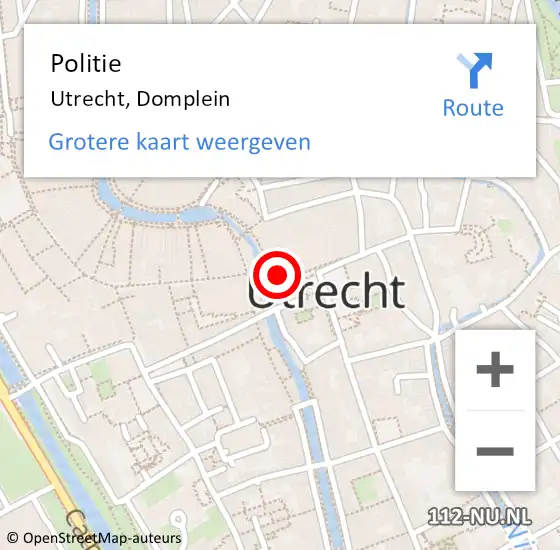 Locatie op kaart van de 112 melding: Politie Utrecht, Domplein op 19 oktober 2023 17:16