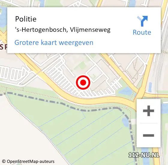 Locatie op kaart van de 112 melding: Politie 's-Hertogenbosch, Vlijmenseweg op 19 oktober 2023 17:20