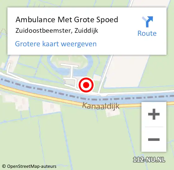 Locatie op kaart van de 112 melding: Ambulance Met Grote Spoed Naar Zuidoostbeemster, Zuiddijk op 19 oktober 2023 17:27