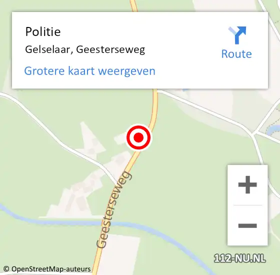 Locatie op kaart van de 112 melding: Politie Gelselaar, Geesterseweg op 19 oktober 2023 18:04