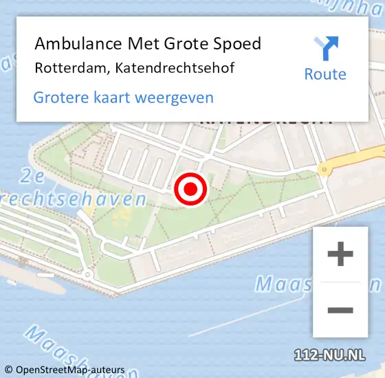 Locatie op kaart van de 112 melding: Ambulance Met Grote Spoed Naar Rotterdam, Katendrechtsehof op 19 oktober 2023 19:23