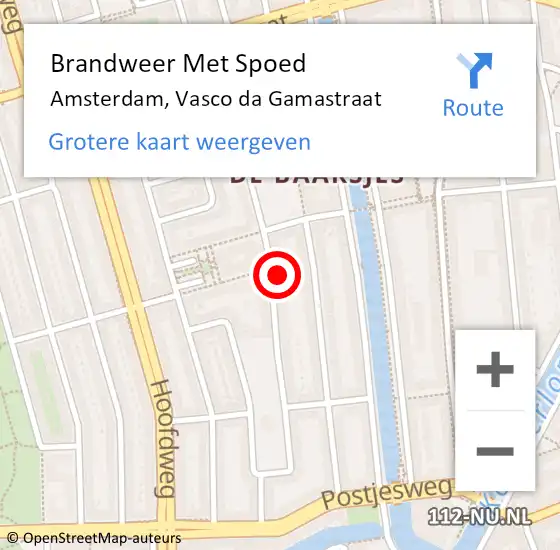 Locatie op kaart van de 112 melding: Brandweer Met Spoed Naar Amsterdam, Vasco da Gamastraat op 19 oktober 2023 20:29