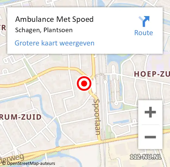 Locatie op kaart van de 112 melding: Ambulance Met Spoed Naar Schagen, Plantsoen op 19 oktober 2023 20:55