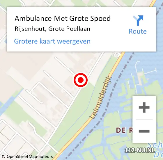Locatie op kaart van de 112 melding: Ambulance Met Grote Spoed Naar Rijsenhout, Grote Poellaan op 19 oktober 2023 21:00