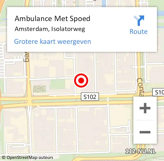 Locatie op kaart van de 112 melding: Ambulance Met Spoed Naar Amsterdam, Isolatorweg op 19 oktober 2023 21:05