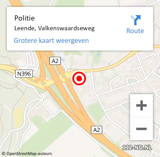 Locatie op kaart van de 112 melding: Politie Leende, Valkenswaardseweg op 19 oktober 2023 22:38