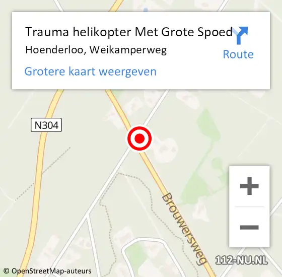 Locatie op kaart van de 112 melding: Trauma helikopter Met Grote Spoed Naar Hoenderloo, Weikamperweg op 19 oktober 2023 23:19