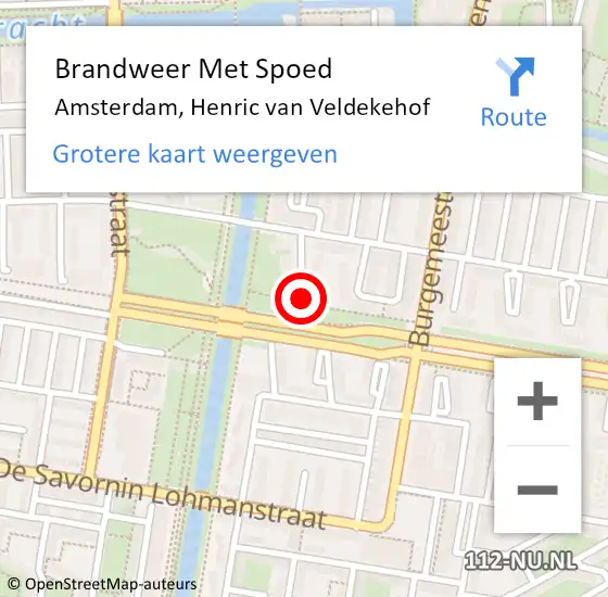 Locatie op kaart van de 112 melding: Brandweer Met Spoed Naar Amsterdam, Henric van Veldekehof op 20 oktober 2023 00:21