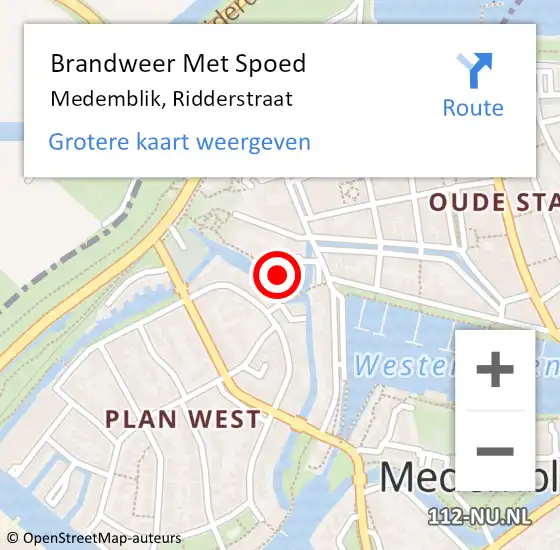 Locatie op kaart van de 112 melding: Brandweer Met Spoed Naar Medemblik, Ridderstraat op 20 oktober 2023 01:14