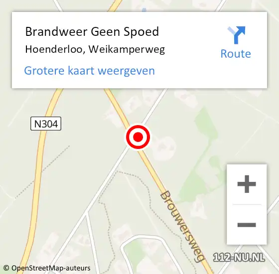 Locatie op kaart van de 112 melding: Brandweer Geen Spoed Naar Hoenderloo, Weikamperweg op 20 oktober 2023 02:08